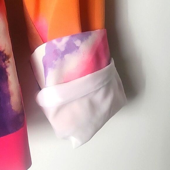 NWT Rachel Roy Sz 2 4 Silk Blazer Jacket Colorful Pink White Art Feminine Office - Picture 11 of 16